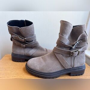 Vince Camuto Taupe Suede Combat Boots